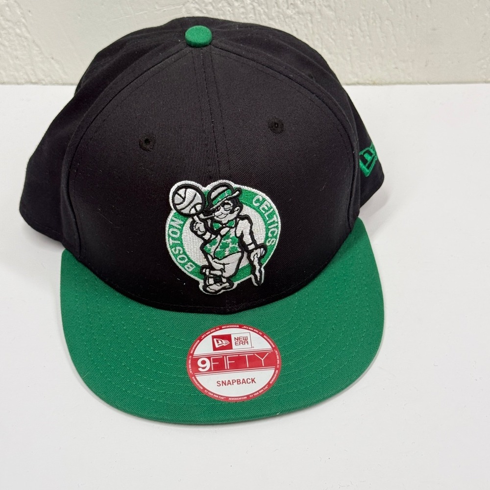 New Era Snapback Embroidered Boston Celtics Black Green Adjustable Size OSFA